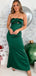 Simple Mermaid Sleeveless Long Dark Green Satin Bridesmaid Dresses Online, OT564