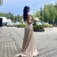 Simple Sweetheart A-line Side Slit Long Satin Taupe Bridesmaid Dresses Online, OT551