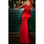 Elegant Halter Mermaid Red Satin Long Bridesmaid Dresses Online, OT697
