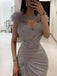 Elegant V-neck Mermaid Sleeveless Grey Jersey Long Prom Dresses Online, OT246