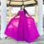 Modest Long Sleeves Jewel A-line Chiffon Fuchsia Bridesmaid Dresses Onlline, OT491