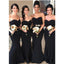 Mermaid Two pieces Sweetheart Cheap Sexy Black Unique Long Bridesmaid Dress, BD0473