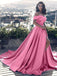 Pink A-line Off Shoulder Prom Dresses, OL121