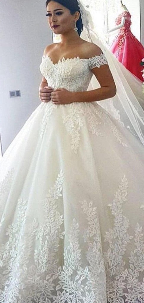 New arrival Elegant Sweetheart white lace Applique Ball Gown wedding dresses with train , WD0340